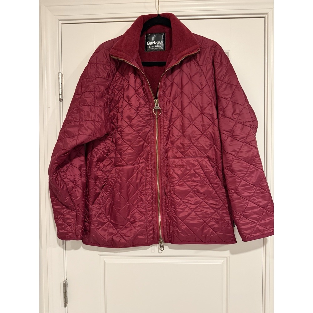 Barbour Polarquilt Diamond Quilted Jacket Berry Red Full Zip Size L Classic